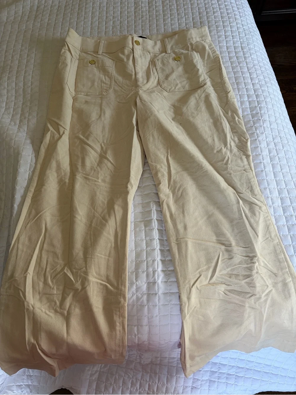 J. Crew High-Rise Wide-Leg Jeans in Cream